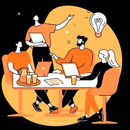 Illustration of a team discussing user experience improvements to enhance website usability and conversion rates